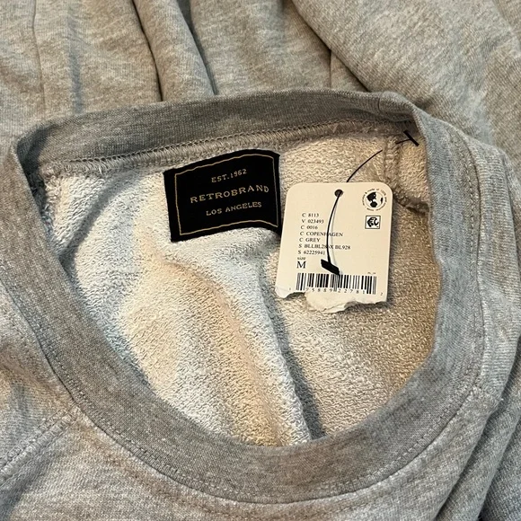 Free People x Original Retro Brand Grey Copenhagen Oversized Sweatshirt M NWT - Picture 7 of 8